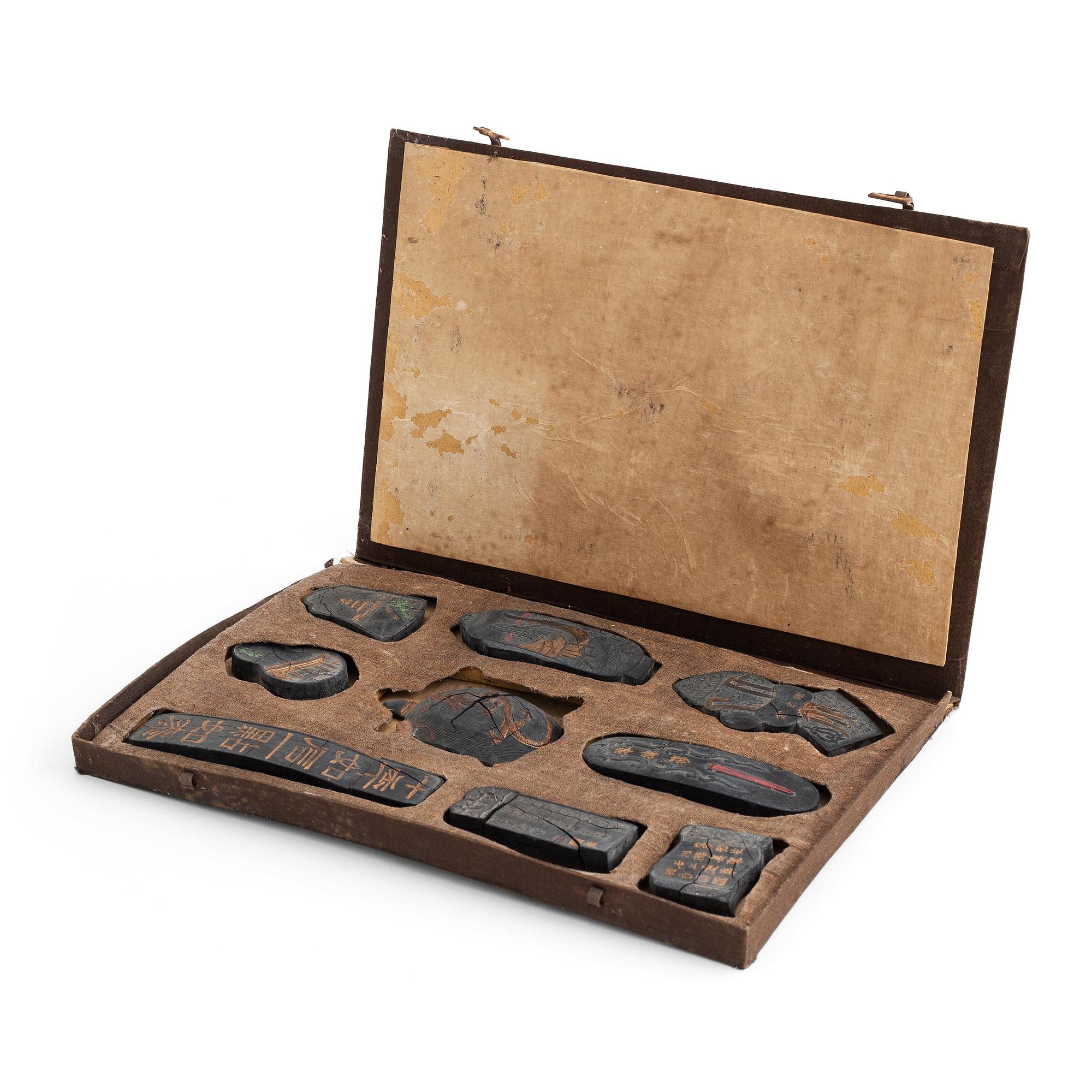 Album with 9 pcs Chinese inkstones, 20th century.