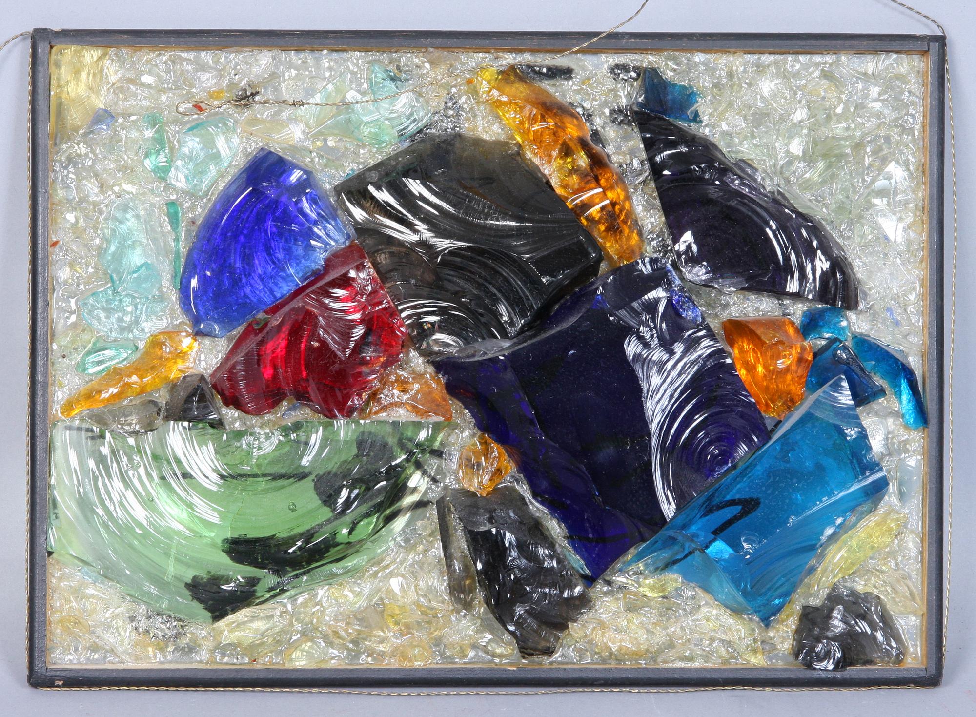 HARDY STRID, väggrelief, glas, sign.