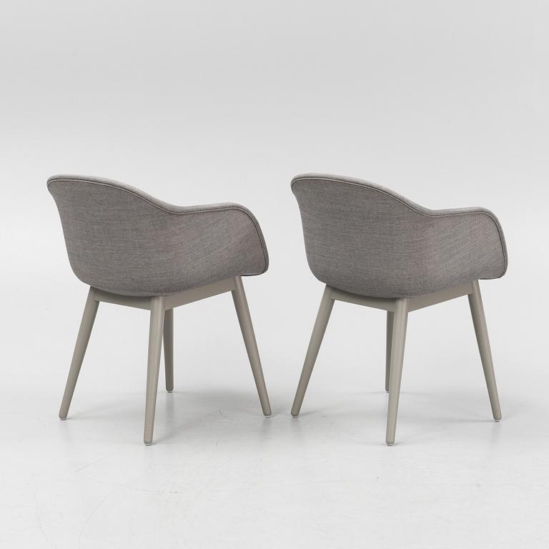 Iskos-Berlin, a pair of 'Fiber' armchairs with wooden base, Muuto, Finland.