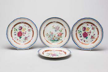 TALLRIKAR, 4 st, porslin, Kina, 1700-tal.