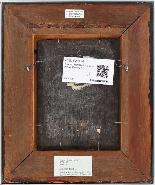 OKÄND KONSTNÄR, olja på pannå, 16-1700-tal.