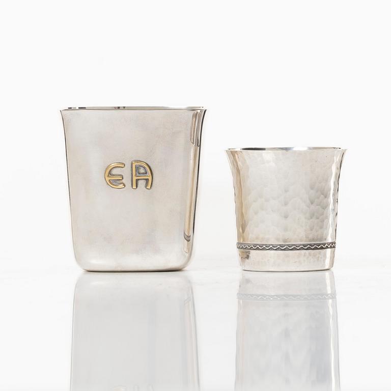 Two cups, silver, C.F. Carlman, 1953, and Ceson Guldvaru Ab, 1984.