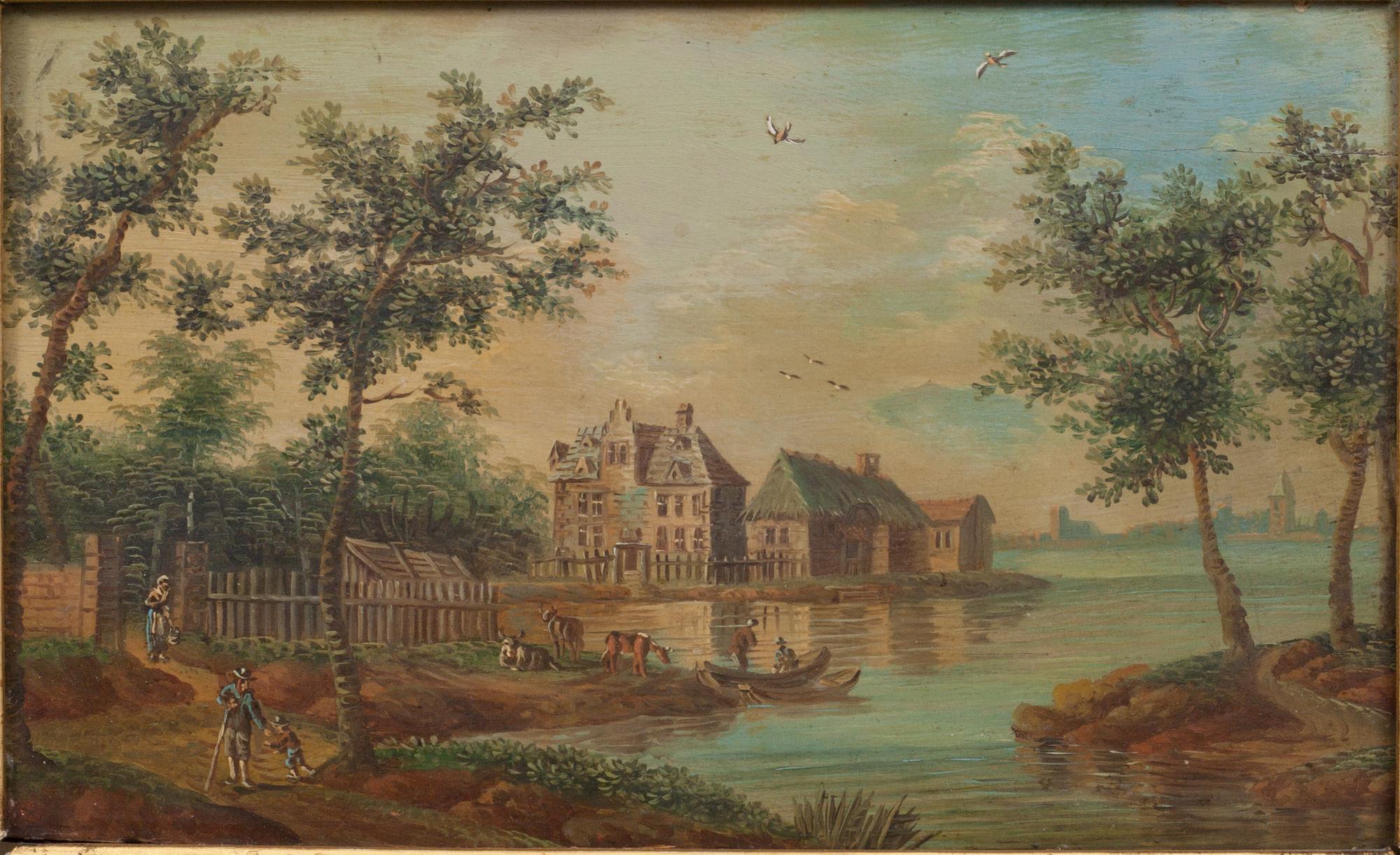 OKÄND KONSTNÄR, olja på pannå. 1800-tal.