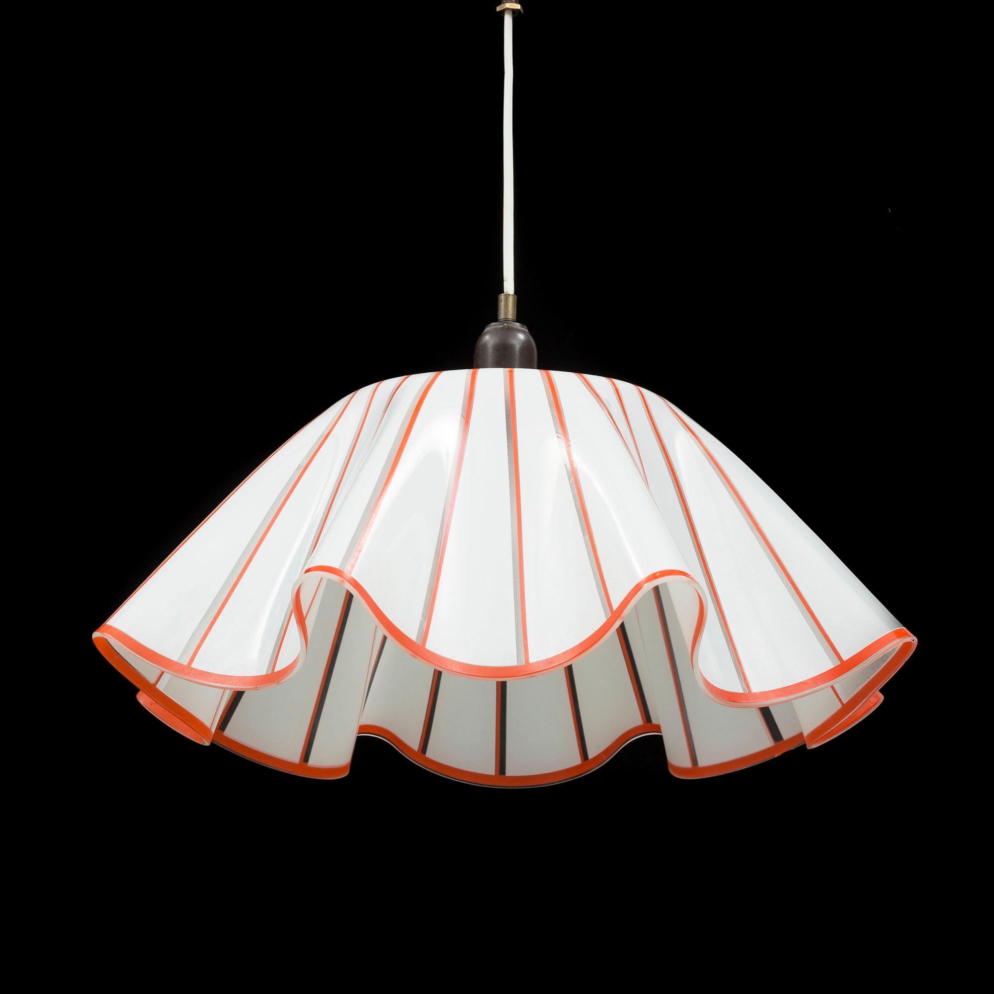 A 1950s glass ceiling light.