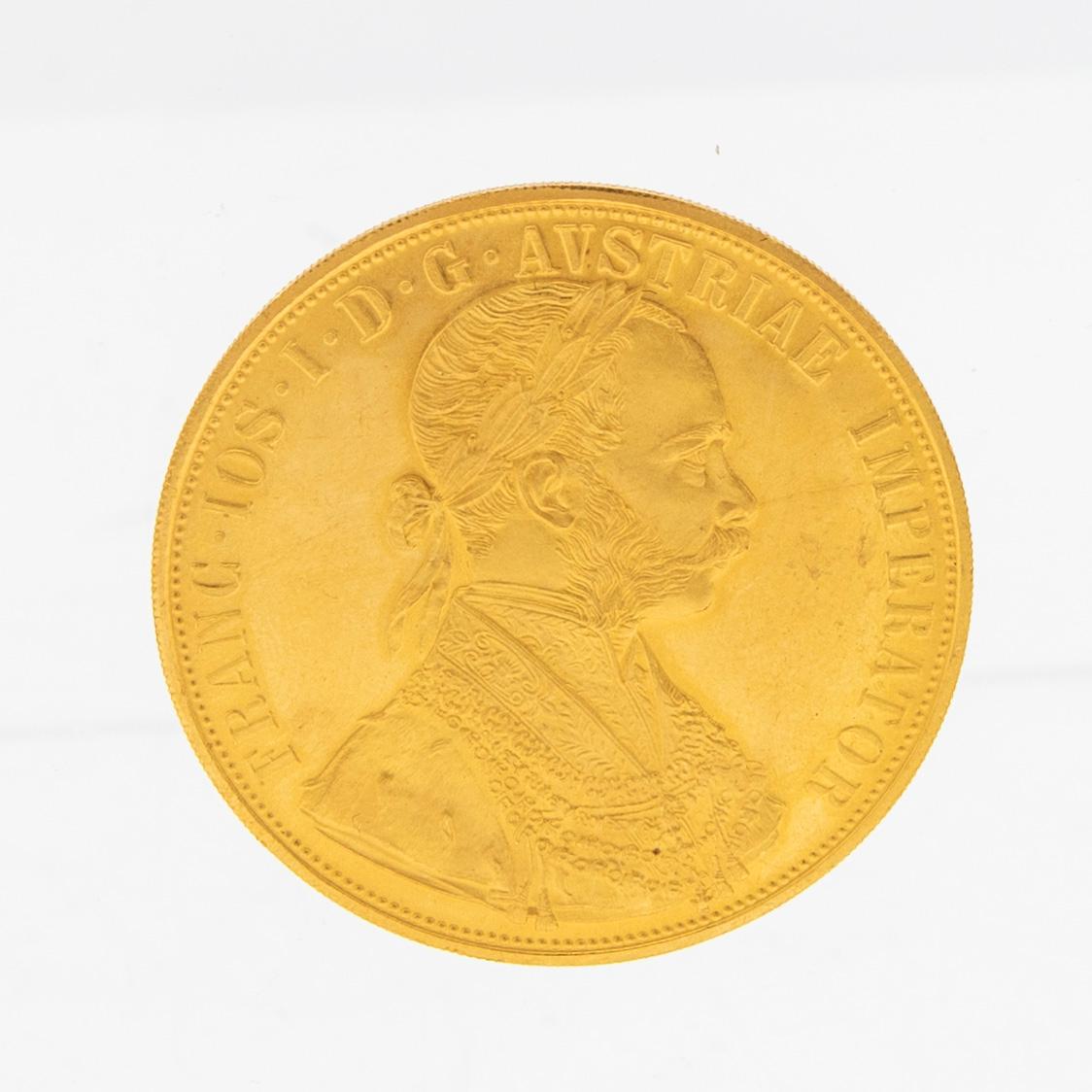 Gold coin 4 Ducat, Austria-Hungary 1915.