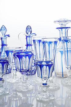 55 pieces of glass tableware, first half of the 20th century.