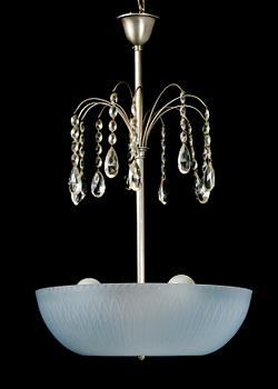 TAKLAMPA, stål och glas, 1900-talets mitt.