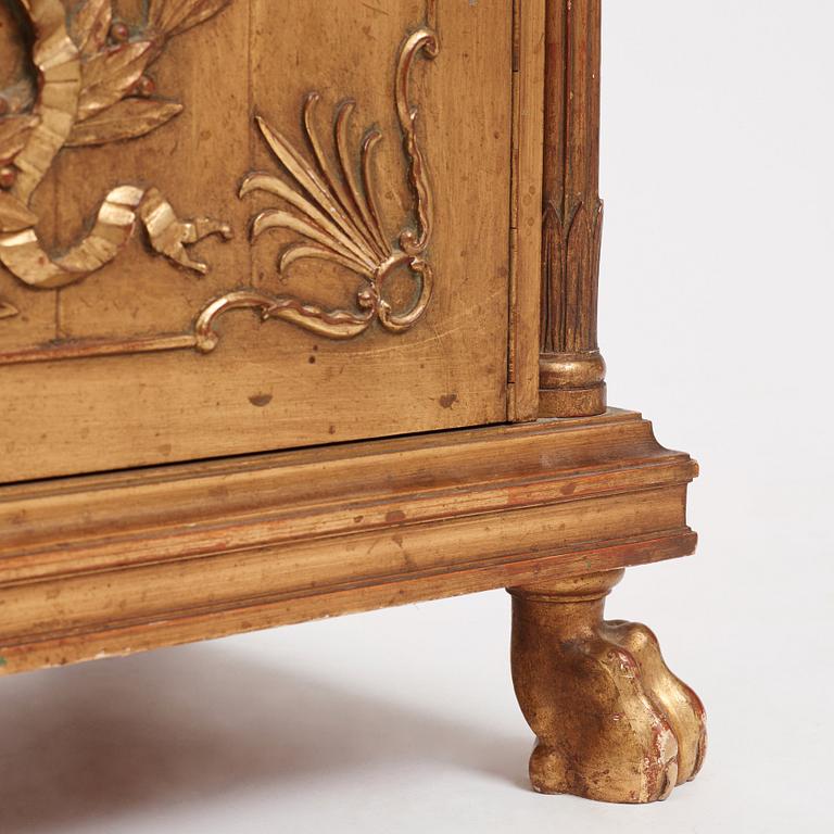 Helge Werner, a Swedish Grace gilt and carved writing cabinet, probably 1920s.