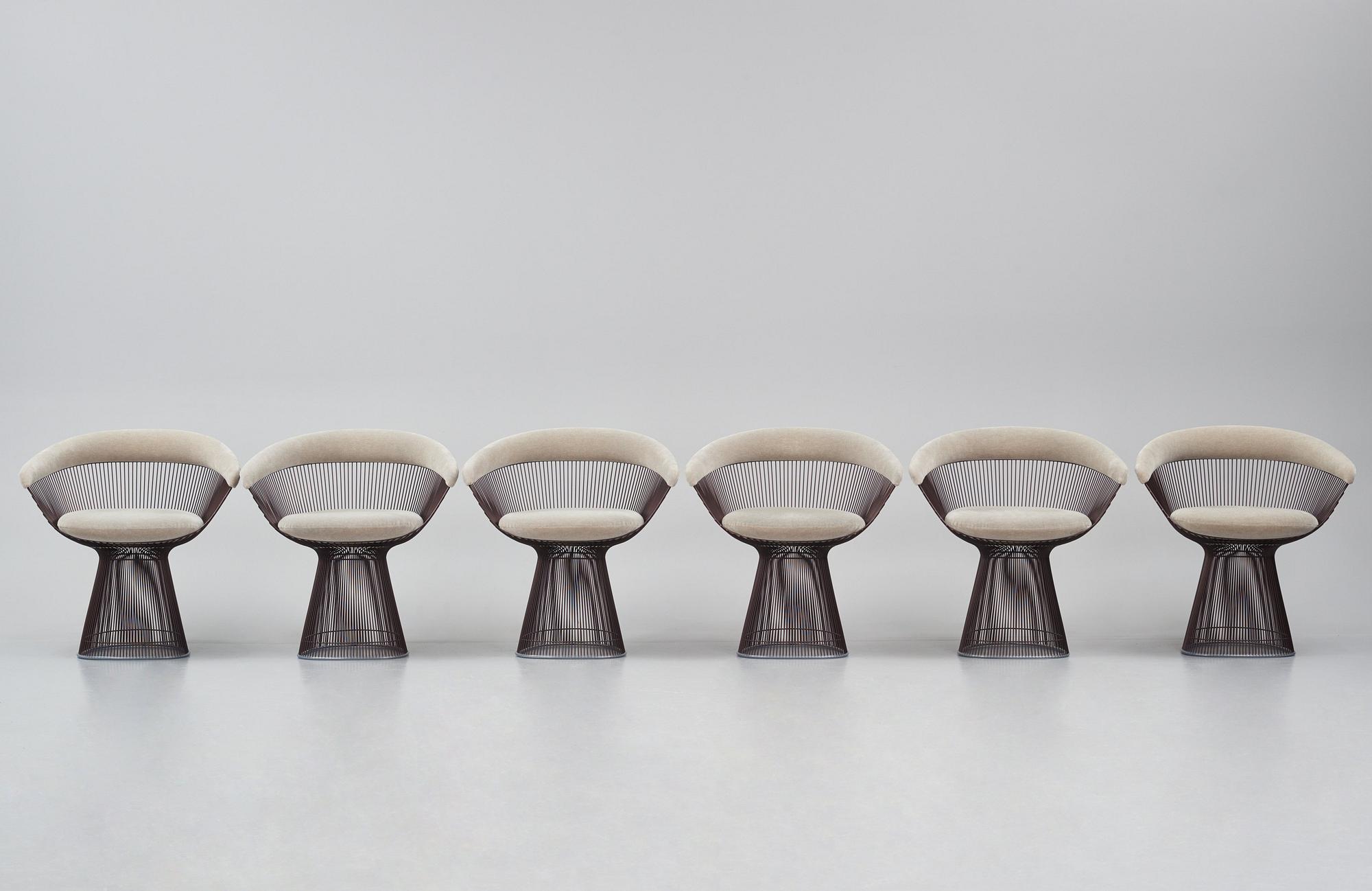 Warren Platner, a set of six "Platner Side Chair" chairs, Knoll International, post 1966.
