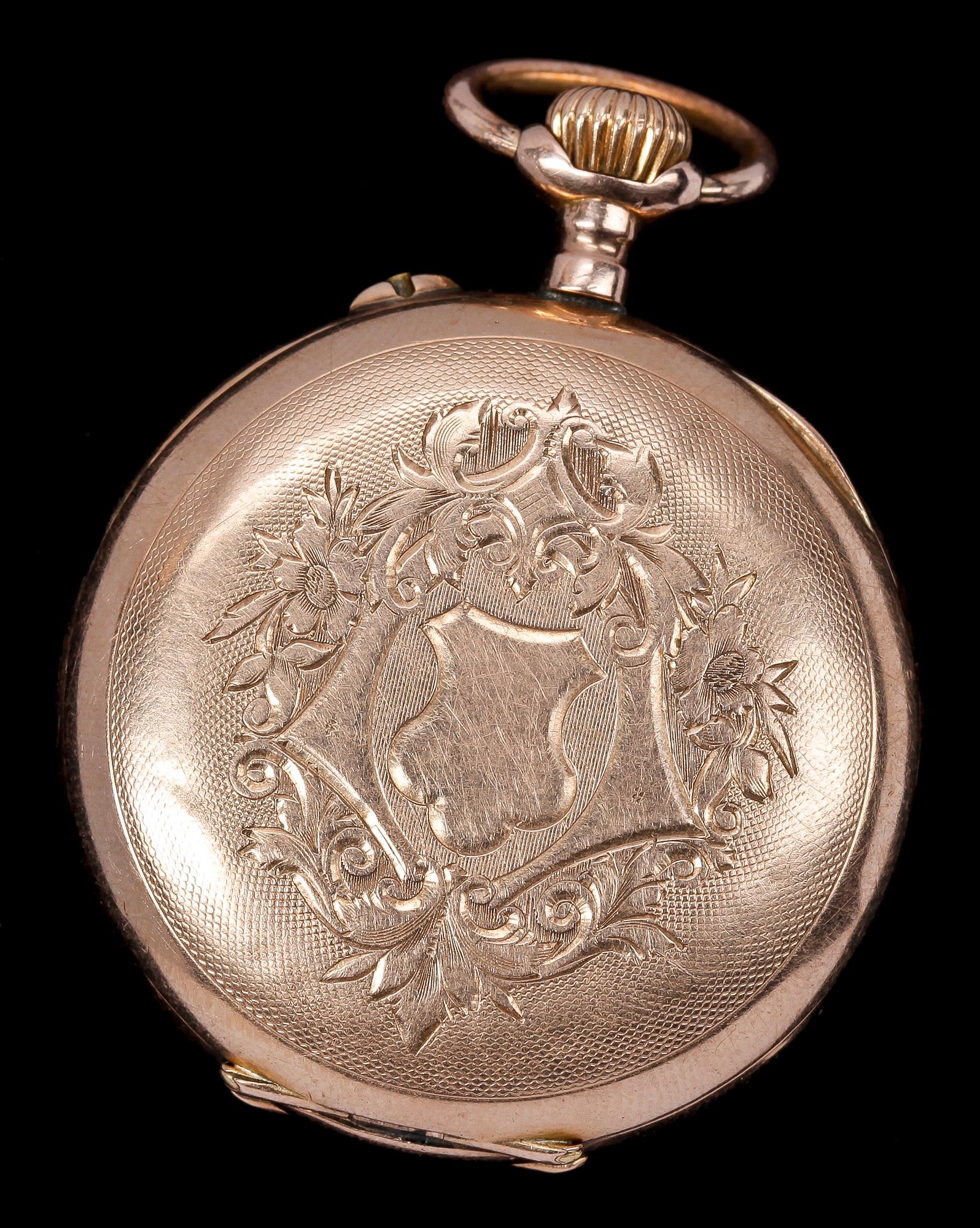 DAMFICKUR, 14k guld, runt sekelskiftet 1900.