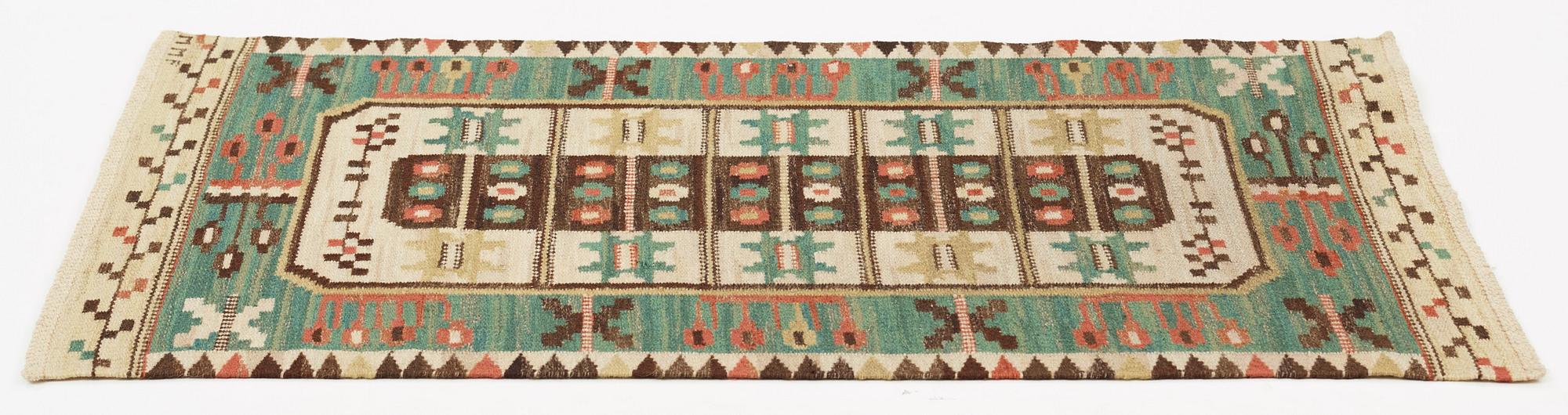 Märta Måås-Fjetterström, Vävnad, "Rabatten", rölakan, ca 110-110,5 x 62-64 cm, signerad MMF.