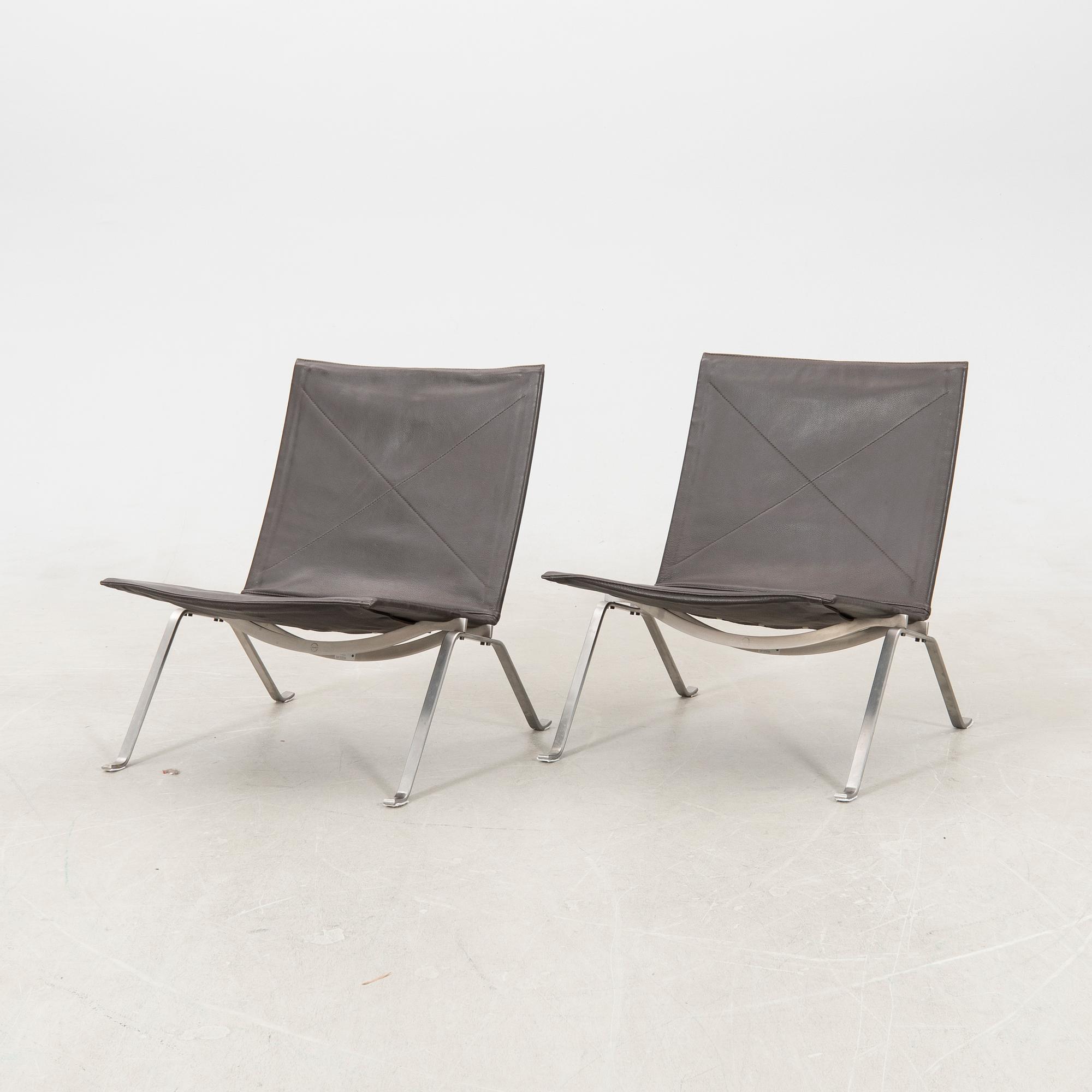 Poul Kjaerholm, armchairs 1 pair, "PK22" for Fritz Hansen Denmark 2003.