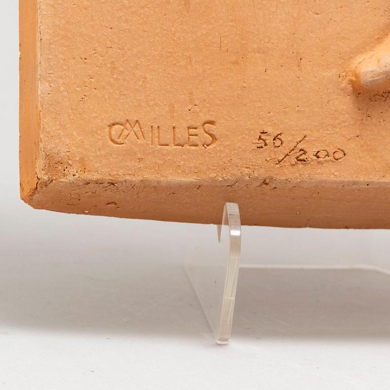 CARL MILLES, efter, väggplakett, terracotta. signerad C MILLES och numrerad 56/200.