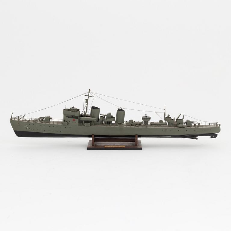 A Swedish ship model 'HMS Klas Uggla', 1950s.