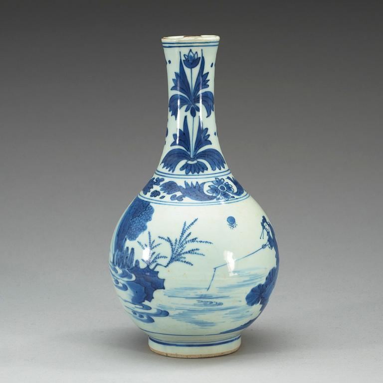 A blue and white Transitional vase, 17th Century.