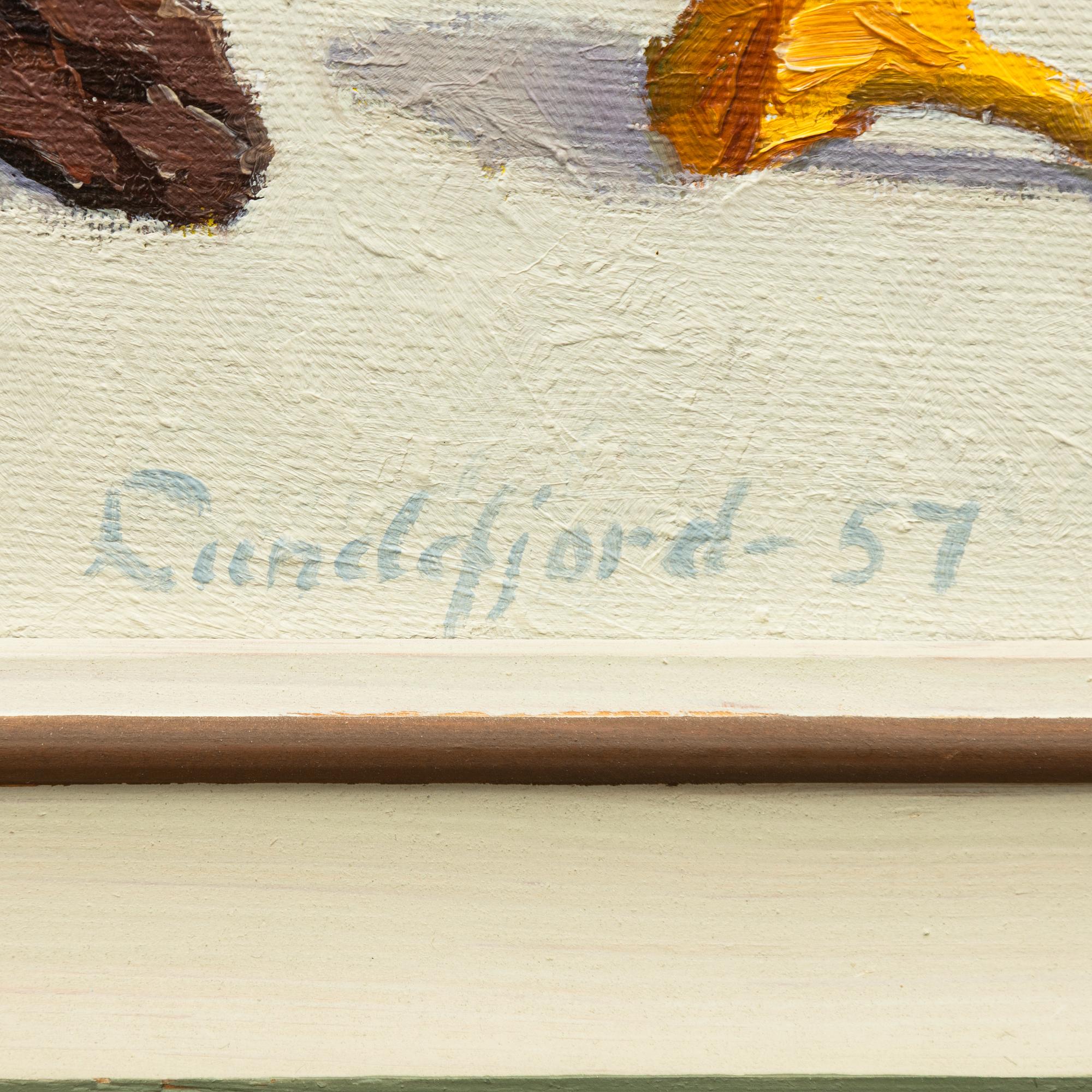 Oscar Luks Lundefjord, Still life with flowers and mushrooms.