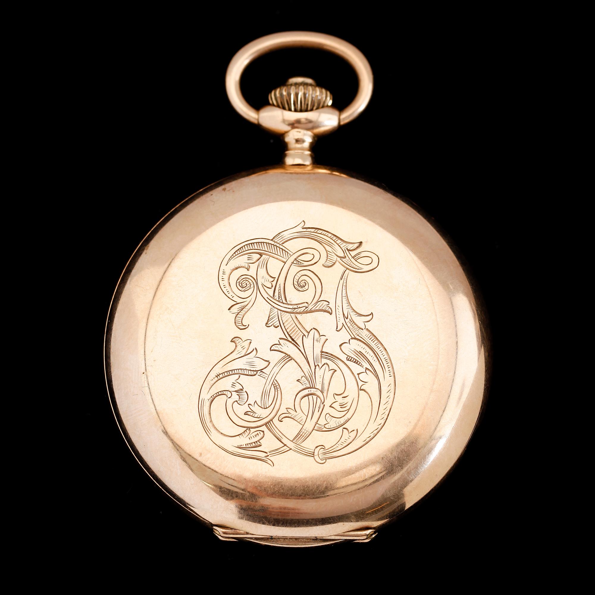 FICKUR, 14K guld, Alex Hüning Genève, savonett. Total vikt ca 90 g.