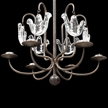 BERTIL VALLIEN, an iron and glass chandelier from Boda Smide.