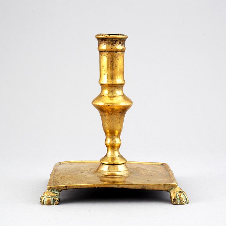 Candlestick, brass, around the year 1700, Baroque style.