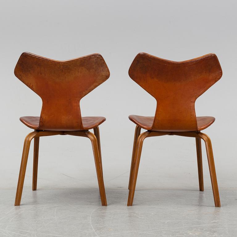 Arne Jacobsen, stolar, 6 st, "Grand Prix"  Fritz Hansen, Danmark 1950-60-tal.