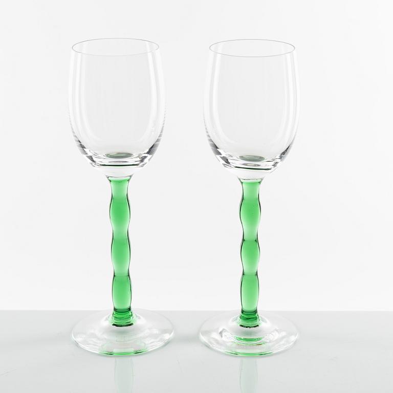 Gunnar Cyrén, ten white wine glasses, 'Nobel', Orrefors, Sweden.