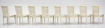 A set of eight Gustavians chairs, 20th Century.