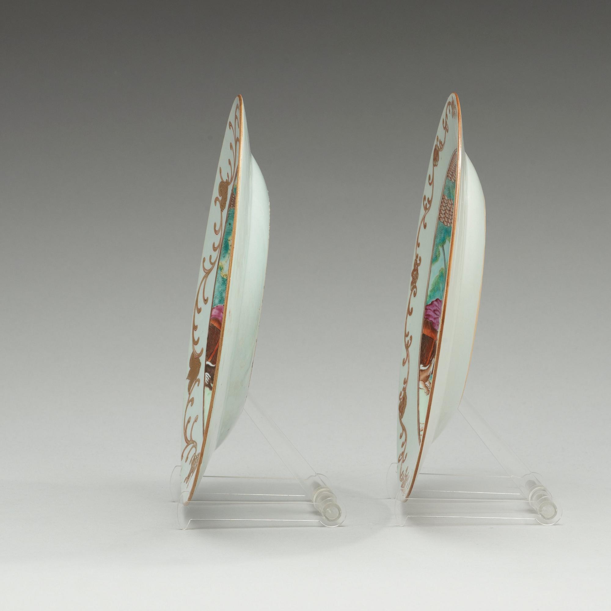 A pair of 'European Subject' dishes, Qing dynasty, Qianlong (1736-95).