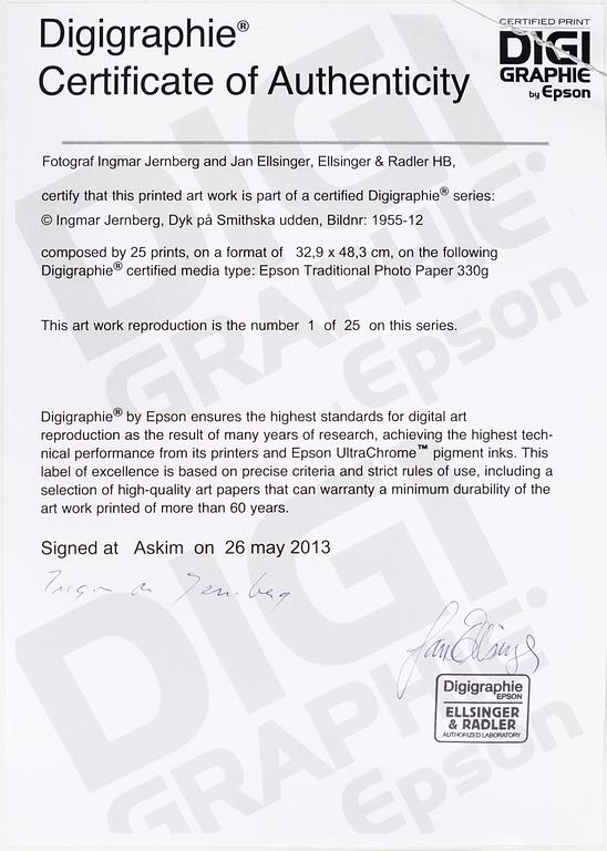 INGMAR JERNBERG & JAN ELLINGER, digiprint, signed and numbered 1/25.
