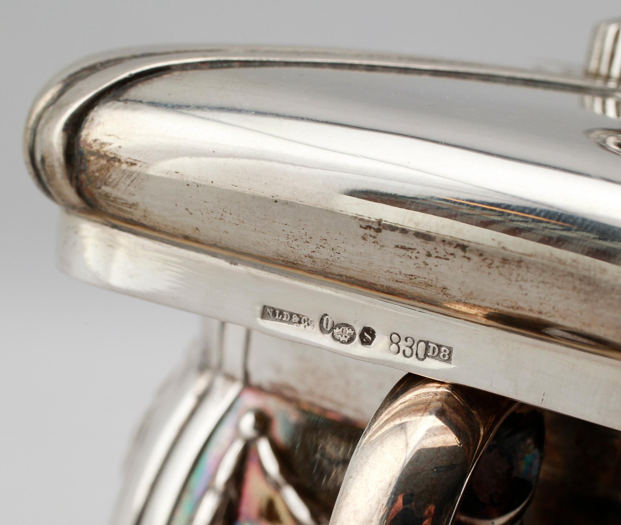 KAFFESERVIS, 3 delar, silver, 1930. Total vikt ca 1080 gram.