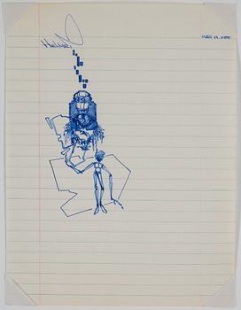 DONDI, "Helmet", ink on paper, dated Mar 19, 1985.