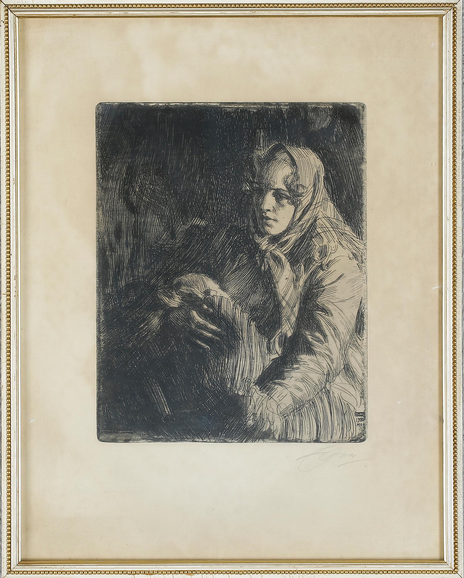 ANDERS ZORN, etsning, signerad.