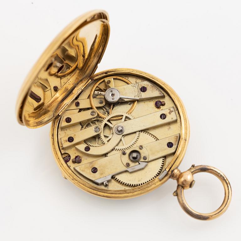 Pocket watch, 18K gold, 37 mm.