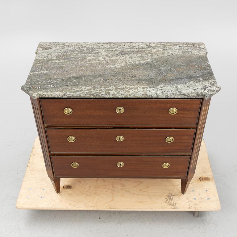 A Gustavian style chest of drawers, around 1900.