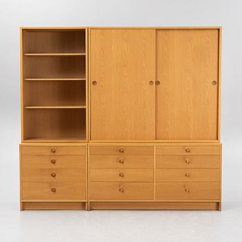 Børge Mogensen, a set of oak veneered bookcases, cabinets and drawers.