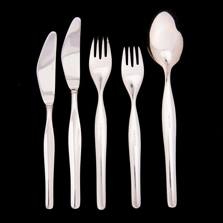 Tapio Wirkkala, A 60-piece set of 'Tapio' silver cutlery, Kultakeskus, Hämeenlinna, Finland 1962.