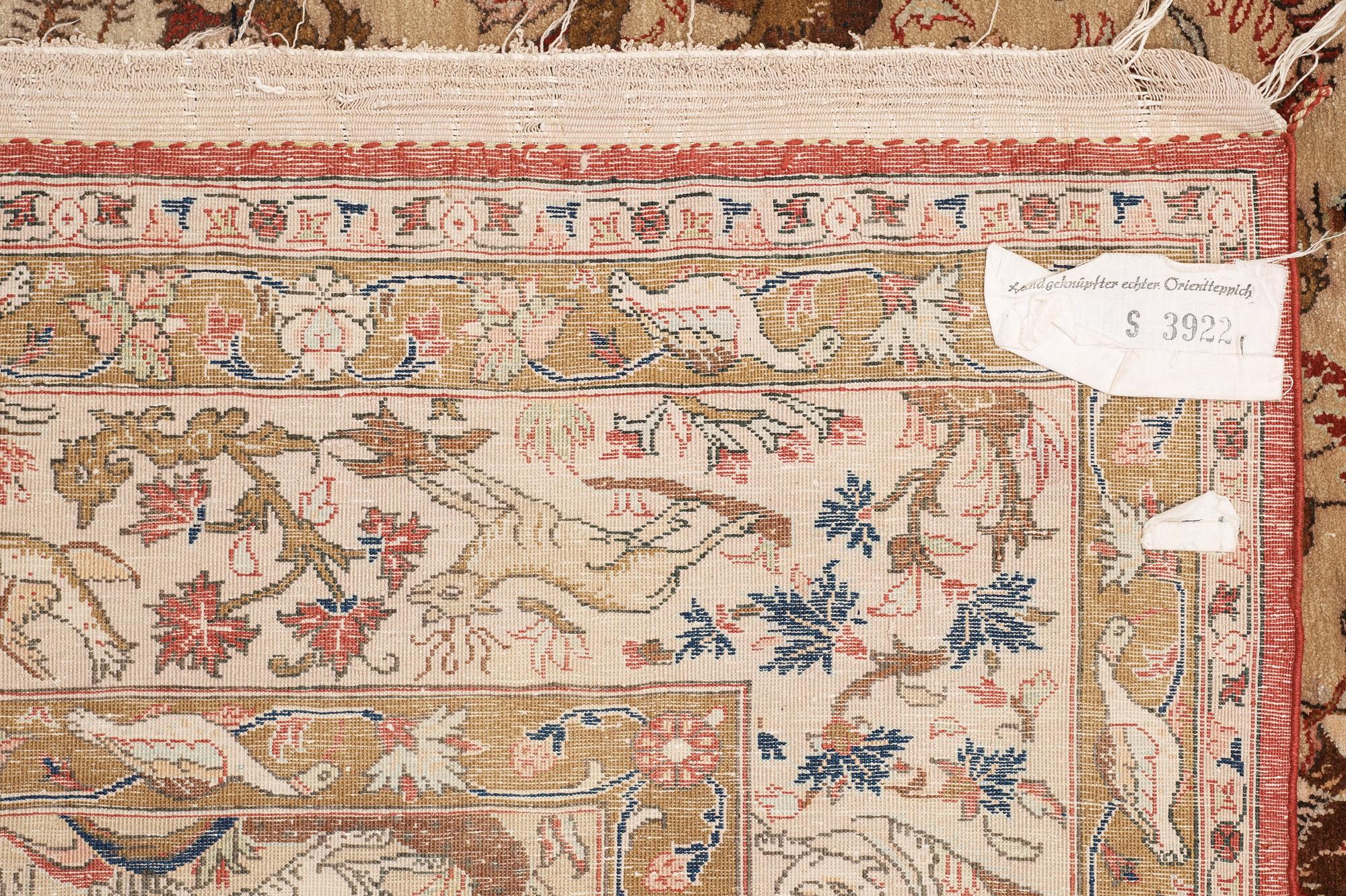 SEMI-ANTIQUE/OLD SILK QUM. 217,5 x 140,5 cm. One of a pair.
