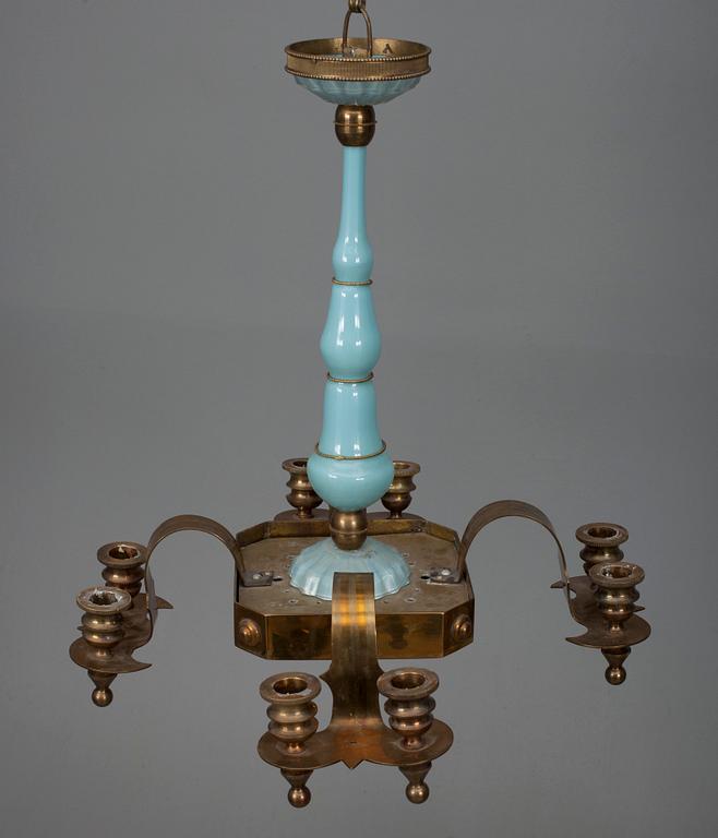 LJUSKRONA, mässing/glas, Ryssland 1800-talets slut. H 53.