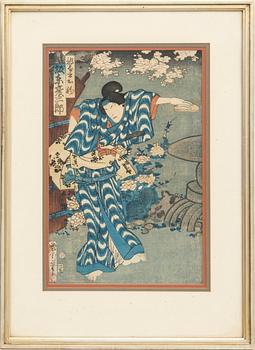 Toyohara Kunichika, a color woodblock print, 19th Century latter part.