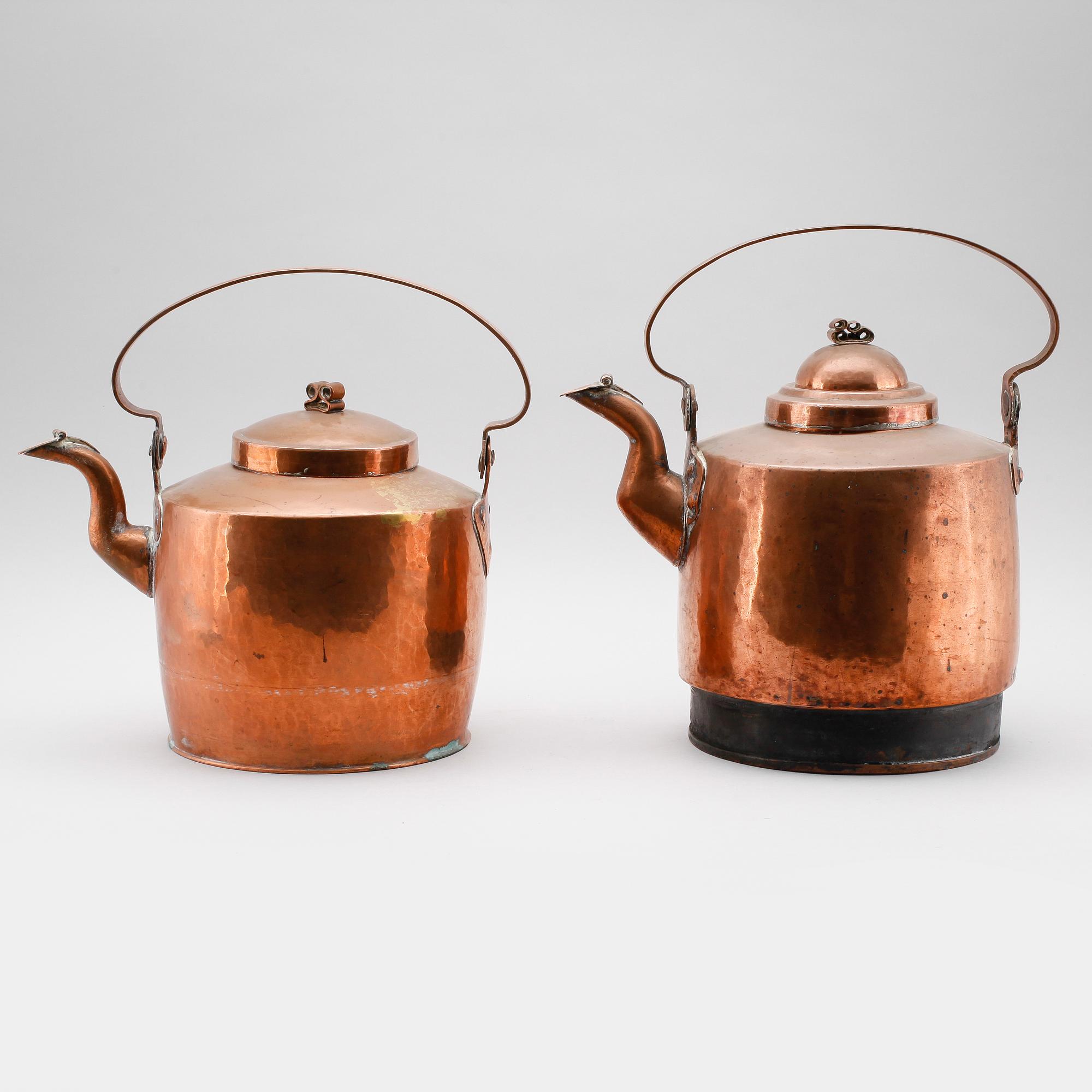 KANNOR, 2 st, koppar, 1800-tal.