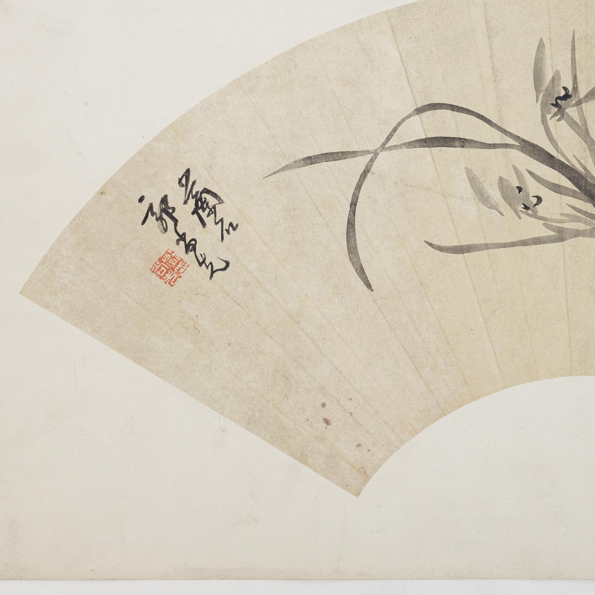 Unidentified artist, so-called "Fan painting", Orchids, China, 20th century.