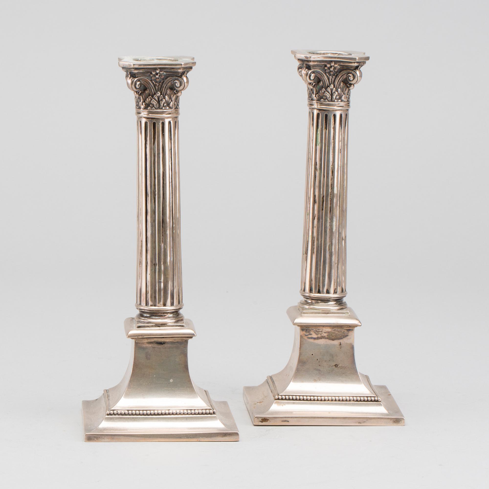 A Swedish pair of 20th century silver candle sticks, mark of K. Andersson Stockholm 1909(?).