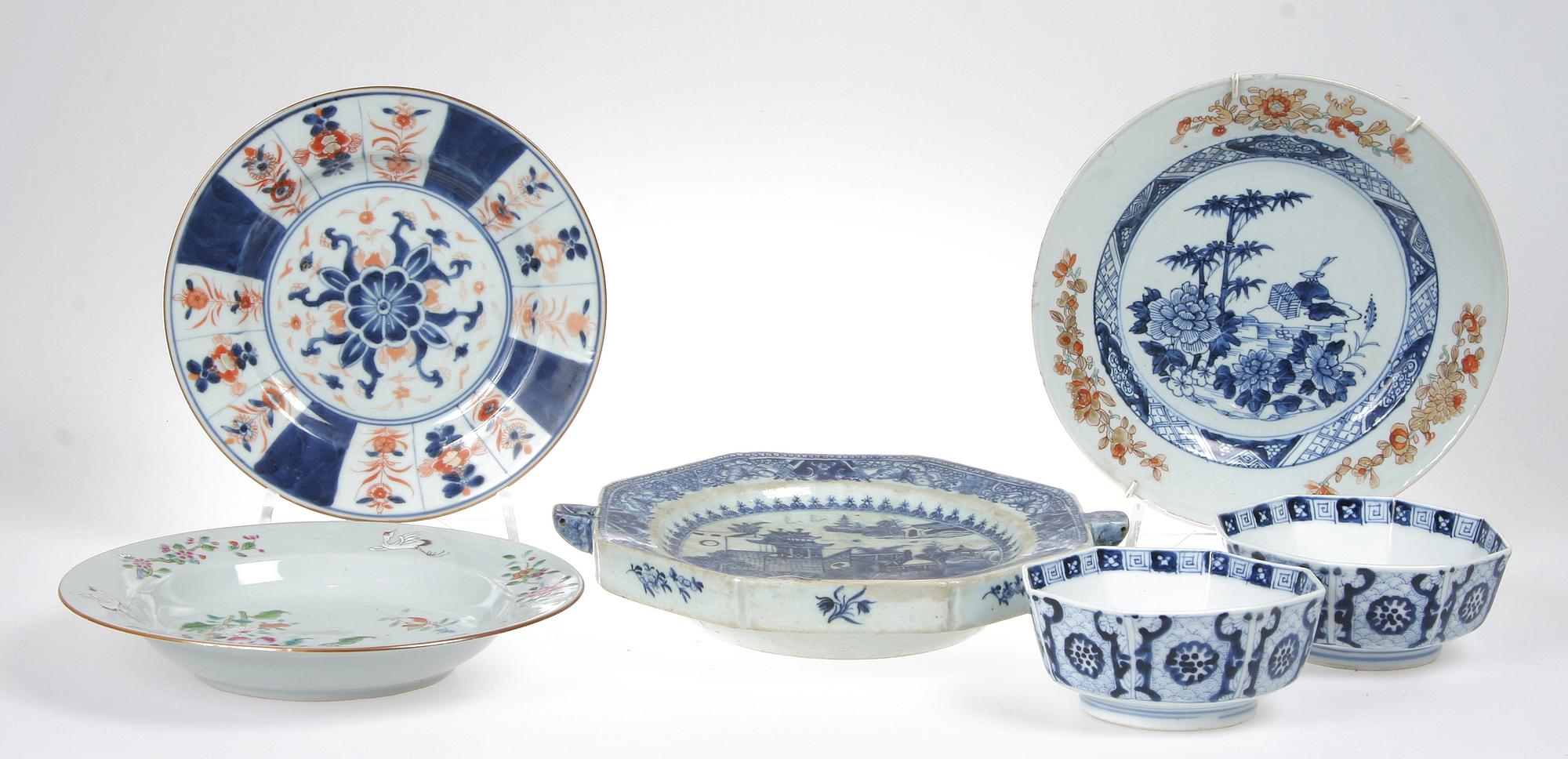 PARTI PORSLIN, 6 delar, Kina samt Japan, 1700/1900-tal.