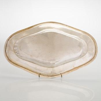 Serving platter, silver, Czechoslovakia, and twelve serving utensils, Alexander Sturm, Austria-Hungary, 1867-1941.