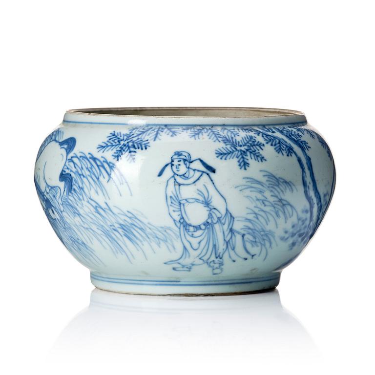 A blue and white pot, Transition, 17th century.