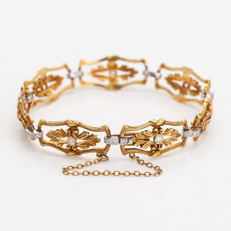 Armband, 18K guld och diamanter ca 0.56 ct totalt. Storbritannien.