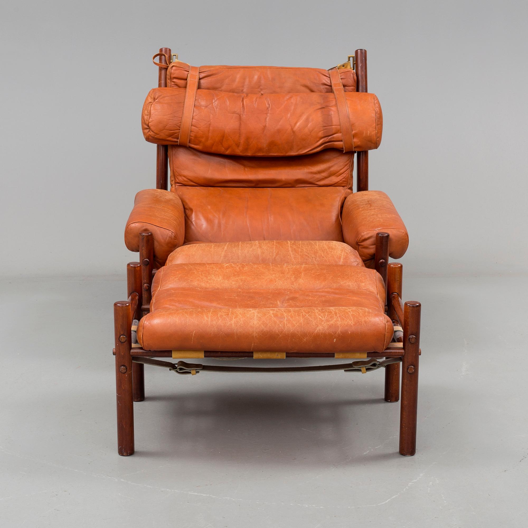 A 1960/70's 'Inca' easy chair and a foot stool by Arne Norell.