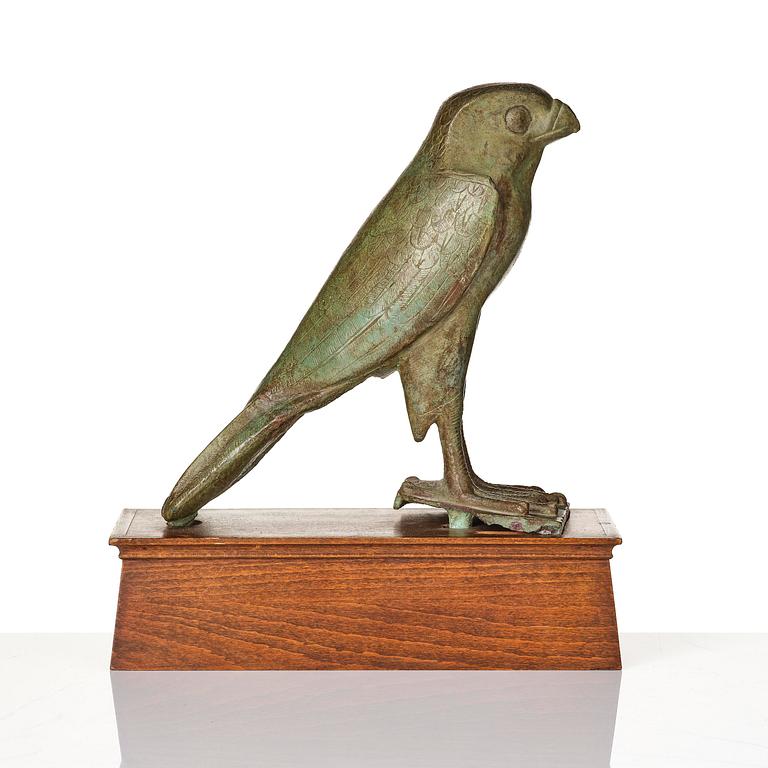 Skulptur av Horus-falken, troligen från Saitisk tid (663-525 f.Kr.) Egypten.