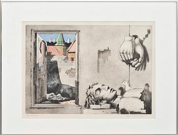 AXEL OLSON, färgetsning. Signerad, ea.