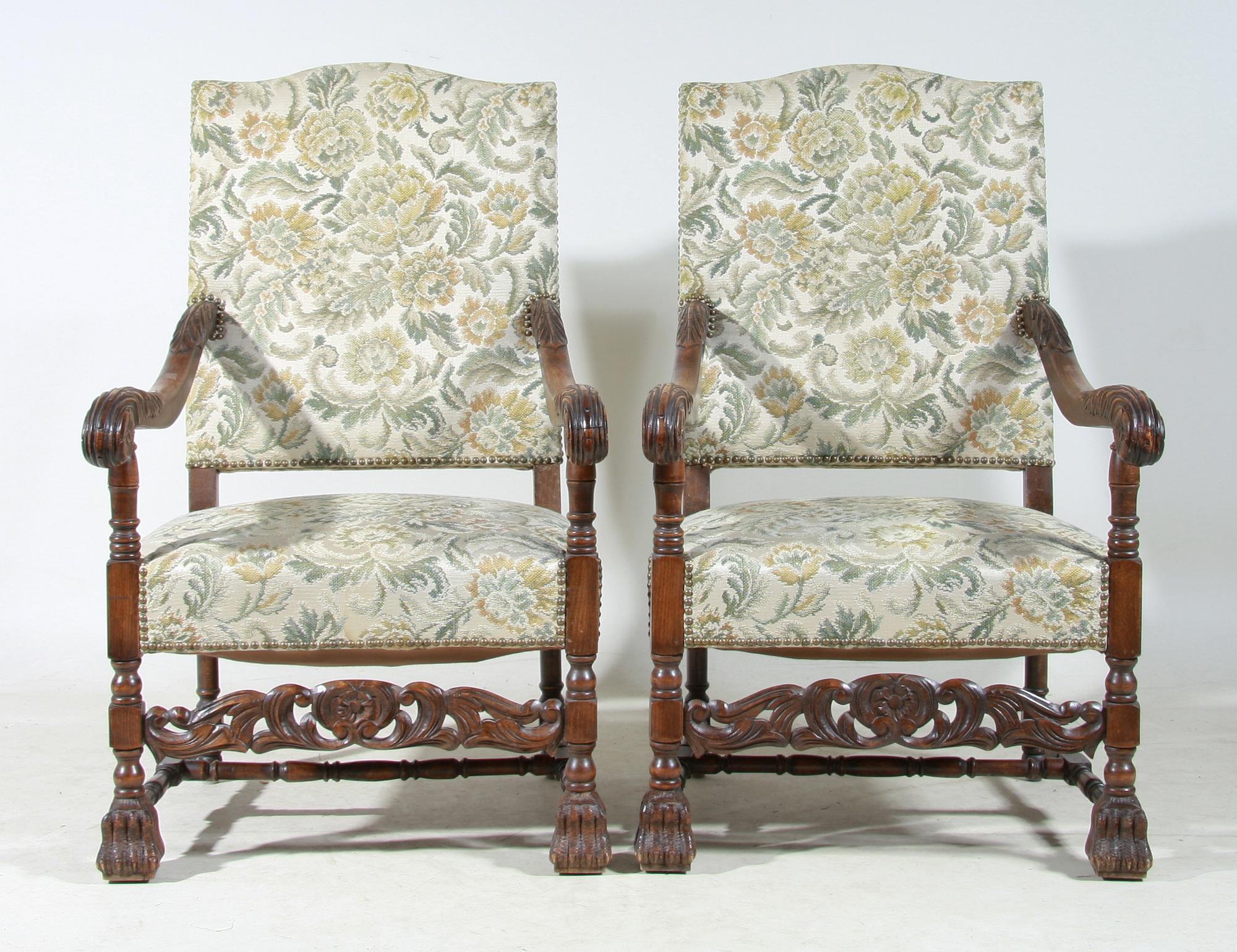 KARMSTOLAR, ett par, barockstil, 1930-tal.