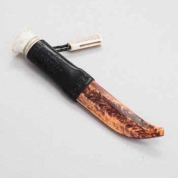 Leuku knife / large knife, signed Pentti Turunen, blade by Ivan Linderborg, duodji, second half of the 20th century.